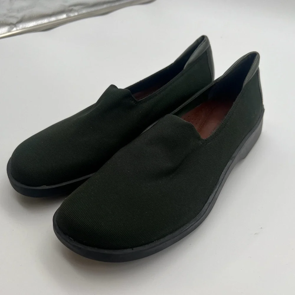 Naturalizer Womens 8M Green Ribbed Fabric Slip On Loafers Fit 4U System 103N70